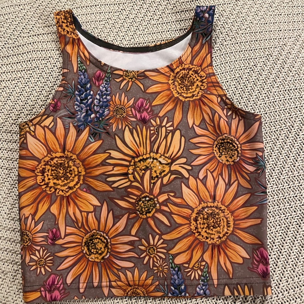 Floral Sunflower Crop Top by Rachel Pohl
